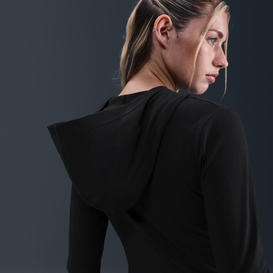 Nike damestop met rits over de hele lengte capuchon en lange mouwen Zwart - Foto 1