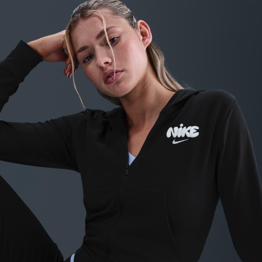 Nike damestop met rits over de hele lengte capuchon en lange mouwen Zwart - Foto 2