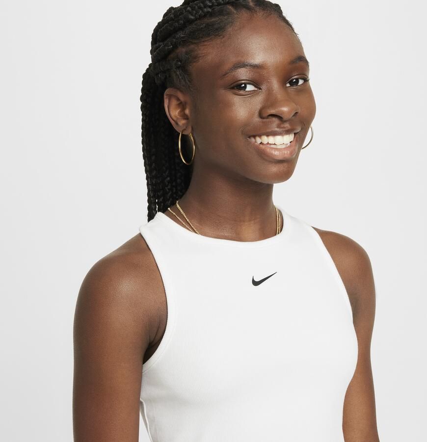 Nike Sportswear geribde tanktop voor meisjes Wit - Foto 3