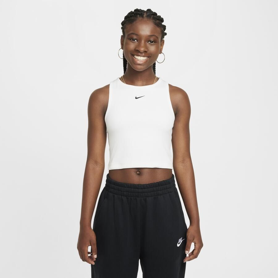 Nike Sportswear geribde tanktop voor meisjes Wit - Foto 2