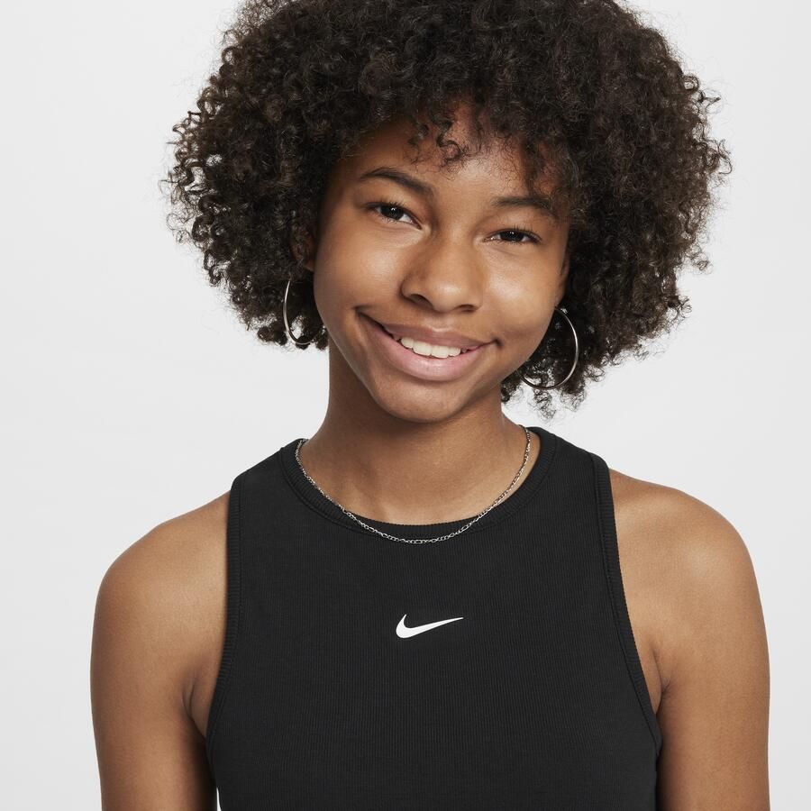 Nike Sportswear geribde tanktop voor meisjes Zwart
