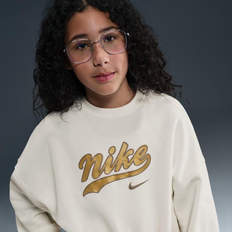 Nike kort sweatshirt van fleece voor meisjes Wit - Foto 4