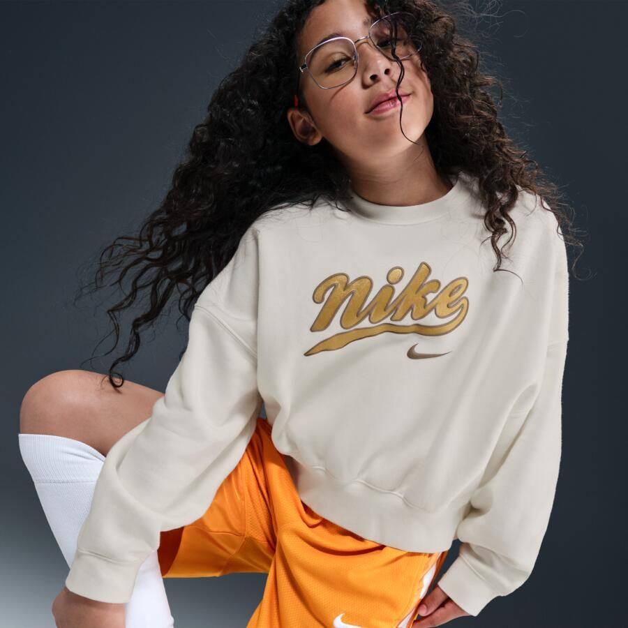 Nike kort sweatshirt van fleece voor meisjes Wit - Foto 2