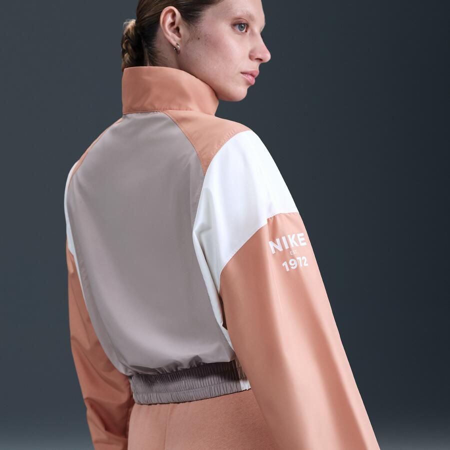 Nike licht geweven damesjack met korte rits Grijs