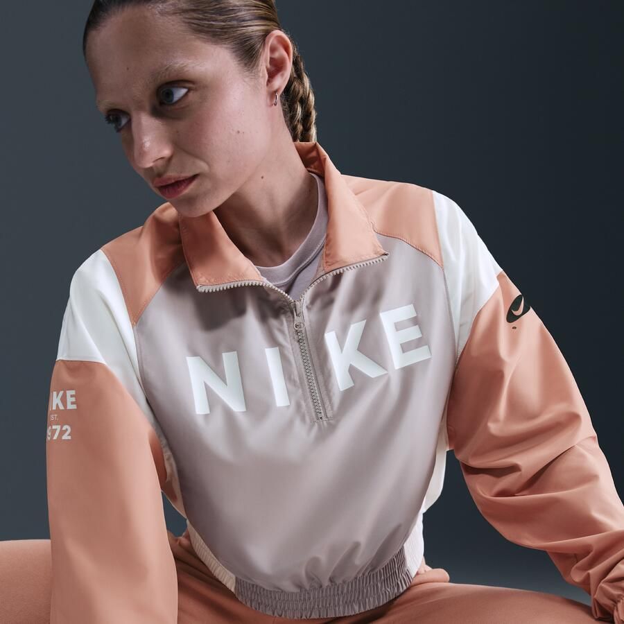 Nike licht geweven damesjack met korte rits Grijs - Foto 2