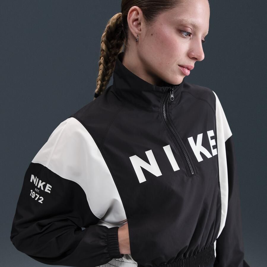 Nike licht geweven damesjack met korte rits Zwart - Foto 4