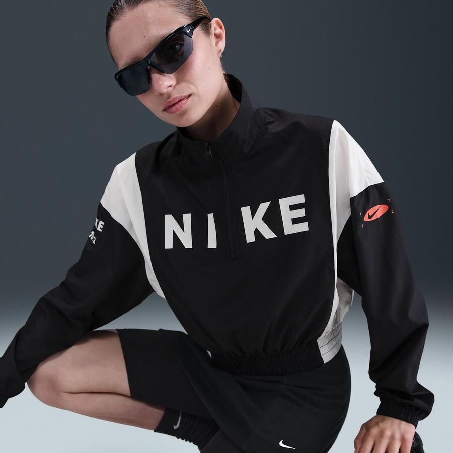 Nike licht geweven damesjack met korte rits Zwart - Foto 2