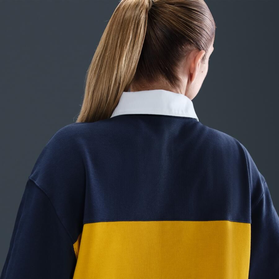 Nike oversized polo met korte mouwen voor dames Blauw