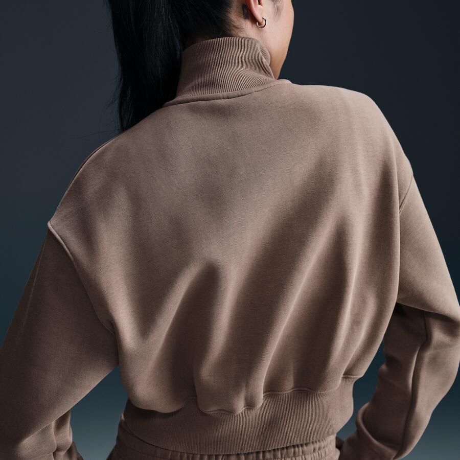 Nike Sportswear Phoenix Fleece cropped sweatshirt met korte rits voor dames Bruin - Foto 4