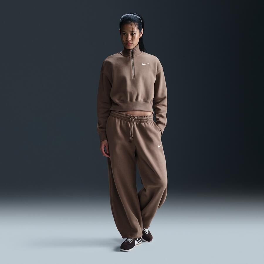 Nike Sportswear Phoenix Fleece cropped sweatshirt met korte rits voor dames Bruin - Foto 2