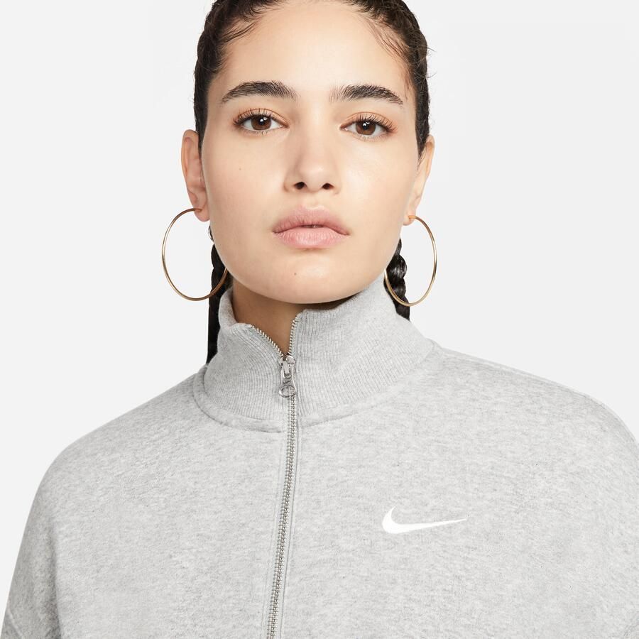 Nike Sportswear Phoenix Fleece Oversized 1 2-zip Crop Sweatshirt Sweaters Kleding dk grey heather sail maat: XL beschikbare maaten:XL