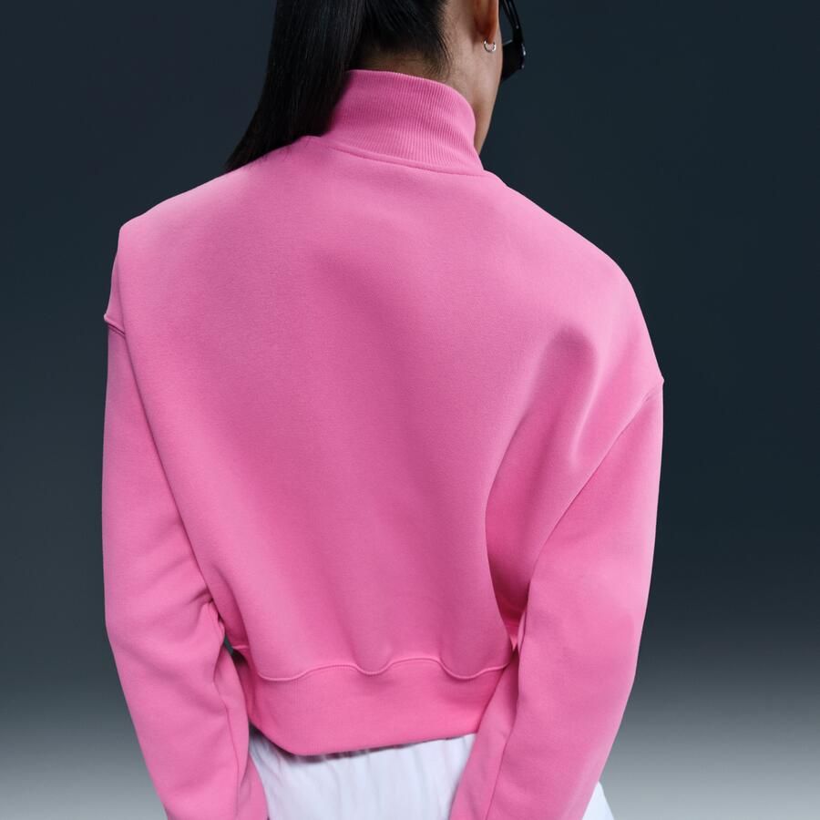Nike Sportswear Phoenix Fleece cropped sweatshirt met korte rits voor dames Roze