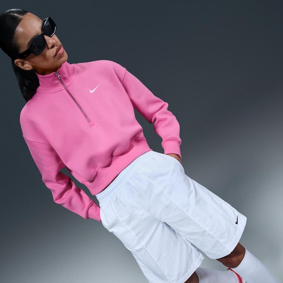 Nike Sportswear Phoenix Fleece cropped sweatshirt met korte rits voor dames Roze - Foto 2
