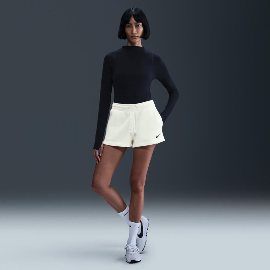 Nike Phoenix Fleece damesshorts met halfhoge taille (5 cm) Wit - Foto 4