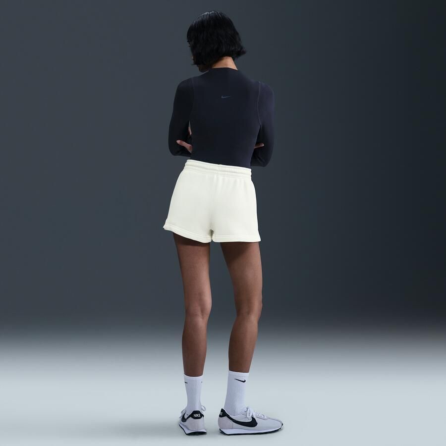 Nike Phoenix Fleece damesshorts met halfhoge taille (5 cm) Wit - Foto 3