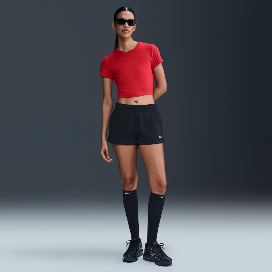 Nike Phoenix Fleece damesshorts met halfhoge taille (5 cm) Zwart - Foto 4