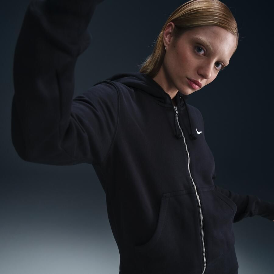 Nike Phoenix Fleece hoodie met rits voor dames Zwart