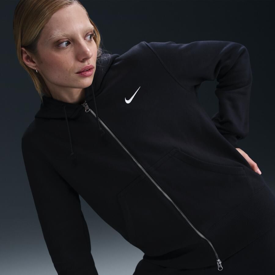 Nike Phoenix Fleece hoodie met rits voor dames Zwart - Foto 3