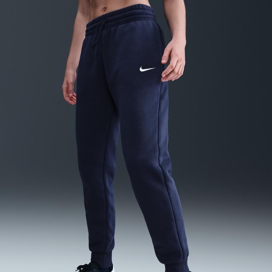 Nike Phoenix Fleece joggingbroek met halfhoge taille voor dames Blauw