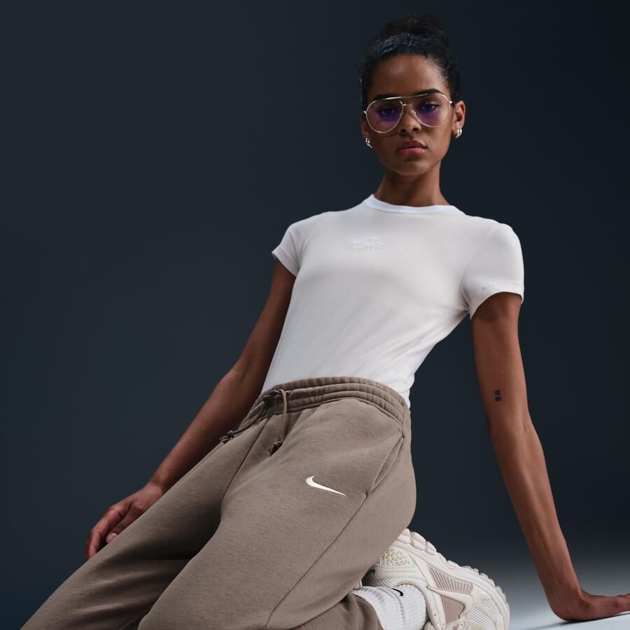 Nike Sportswear Phoenix Fleece joggingbroek met halfhoge taille voor dames Bruin