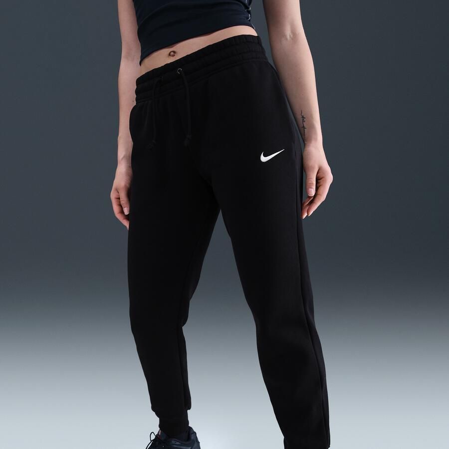 Nike Sportswear Phoenix Fleece joggingbroek met halfhoge taille voor dames Zwart