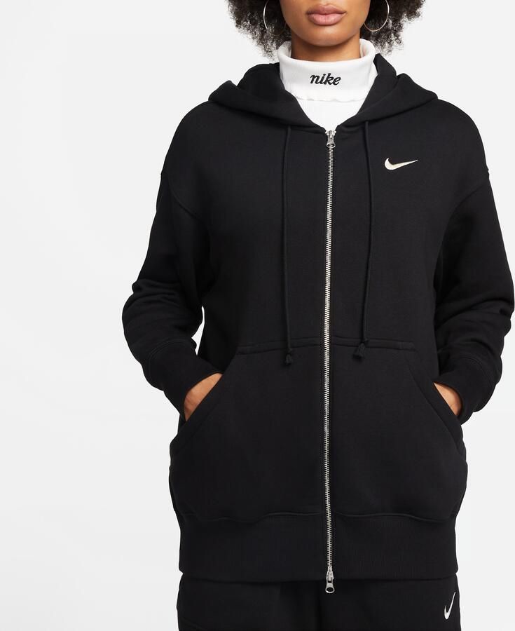 Nike Sportswear Phoenix Fleece Oversized fleecehoodie met rits over de hele lengte voor dames Zwart - Foto 2