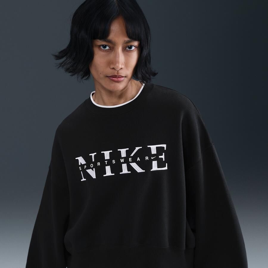 Nike Phoenix Fleece oversized sweatshirt met ronde hals voor dames Zwart - Foto 4