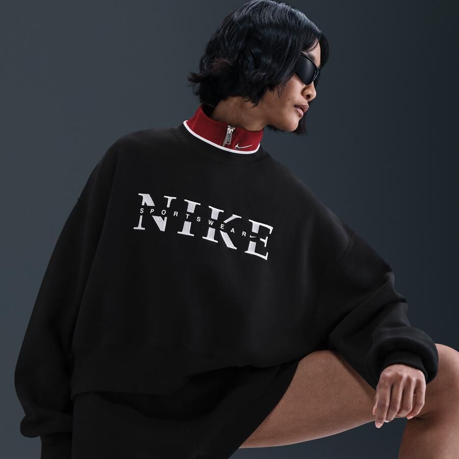 Nike Phoenix Fleece oversized sweatshirt met ronde hals voor dames Zwart - Foto 2
