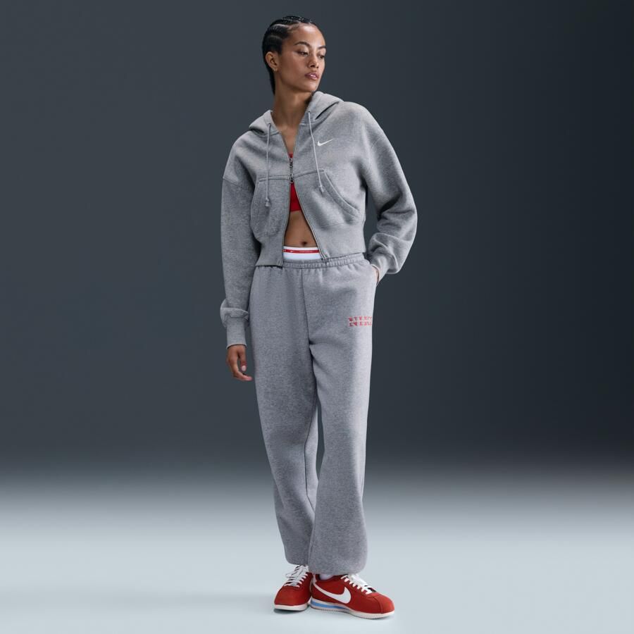 Nike Sportswear Phoenix Fleece ruimvallende korte hoodie met rits over de hele lengte voor dames Grijs - Foto 3