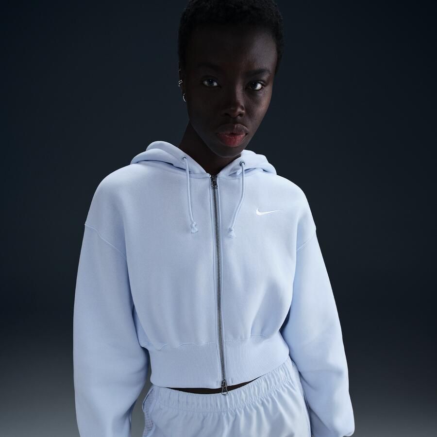 Nike Sportswear Phoenix Fleece ruimvallende korte hoodie met rits over de hele lengte voor dames Blauw - Foto 4