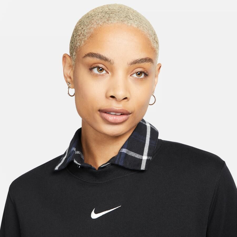 Nike Sportswear Phoenix Fleece sweatshirt met ronde hals voor dames Zwart