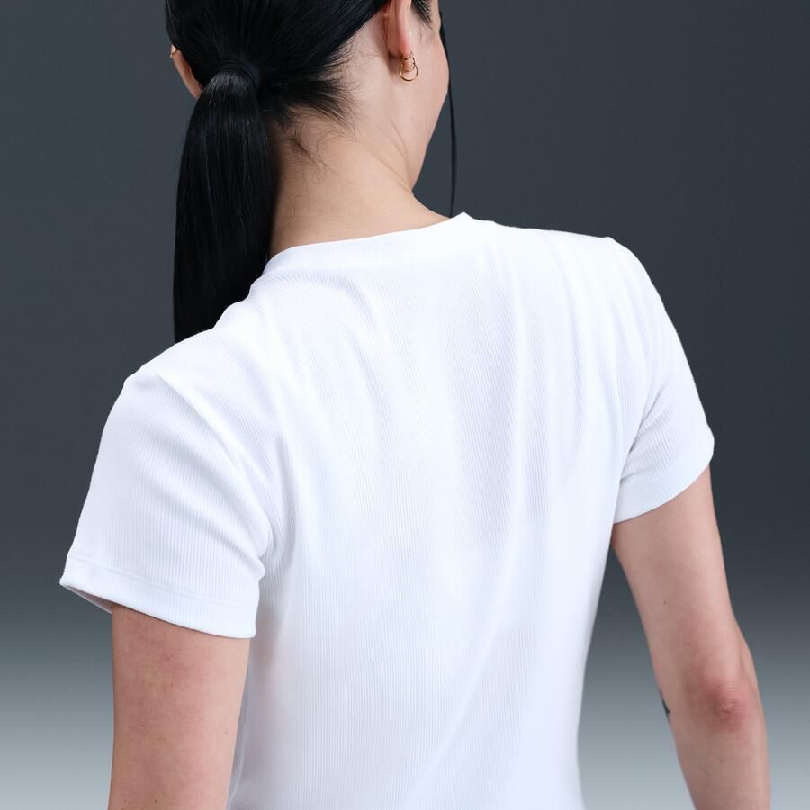 Nike Sportswear strak kort T-shirt met ribbels voor dames Wit