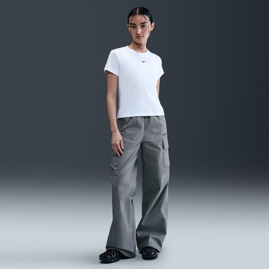 Nike Sportswear strak kort T-shirt met ribbels voor dames Wit - Foto 3