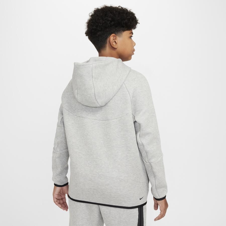 Nike Tech Fleece hoodie met rits over de hele lengte voor kids (ruimere maten) Grijs - Foto 4