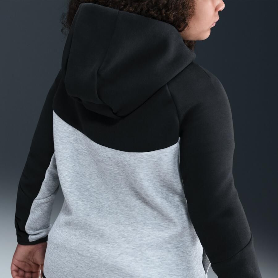 Nike Tech Fleece hoodie met rits over de hele lengte voor kids (ruimere maten) Grijs