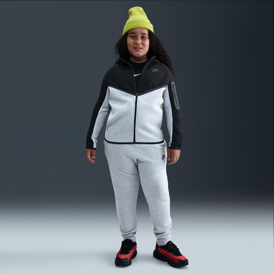 Nike Tech Fleece hoodie met rits over de hele lengte voor kids (ruimere maten) Grijs - Foto 3