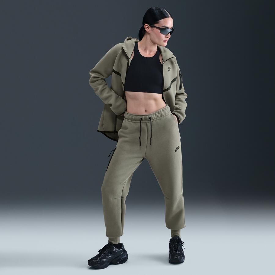 Nike Tech Fleece joggingbroek met halfhoge taille voor dames Groen - Foto 4