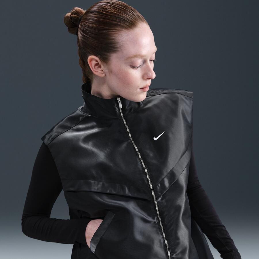 Nike Windrunner glanzende bodywarmer voor dames Zwart - Foto 4