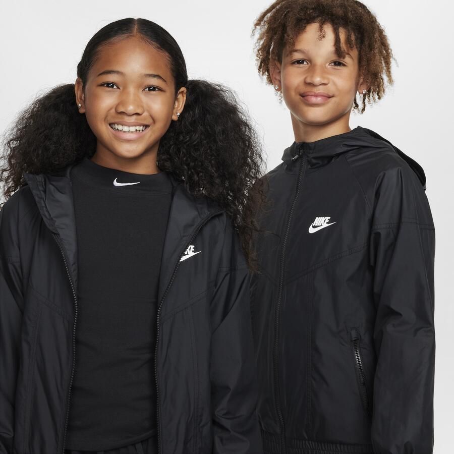 Nike Windrunner Repel kinderjack met capuchon Zwart