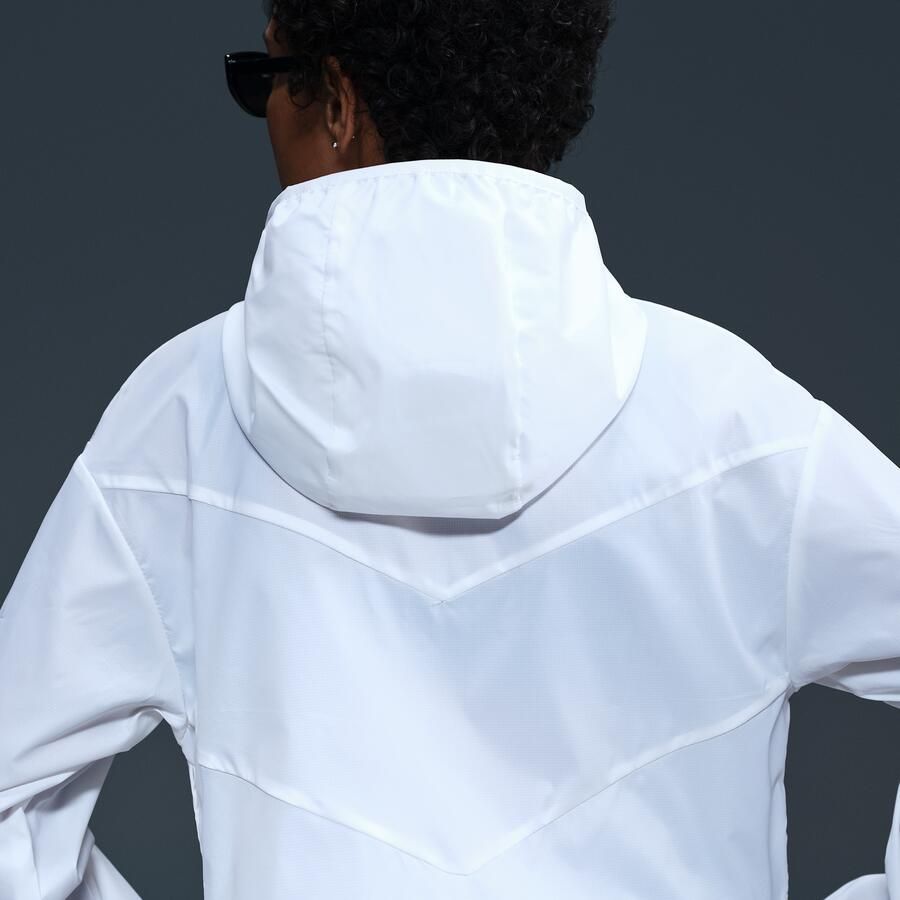 Nike Windrunner ruimvallend geweven damesjack met capuchon Wit