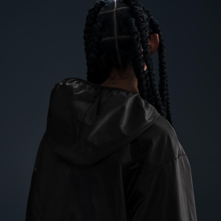 Nike Windrunner ruimvallend geweven damesjack met capuchon Zwart