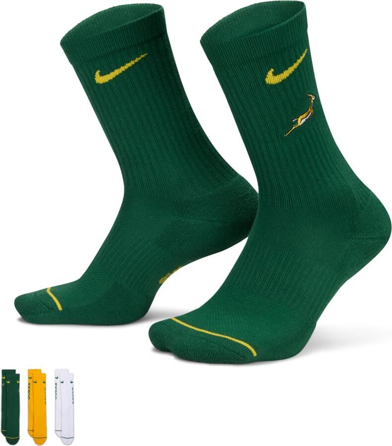 Nike Springboks unisex Rugby Everyday sokken met demping (3 paar) Groen - Foto 3