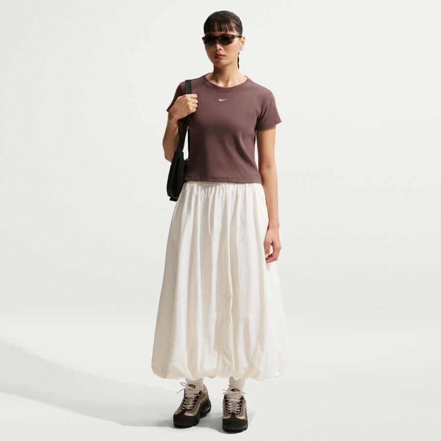 Nike strak kort T-shirt met ribbels voor dames Paars - Foto 2