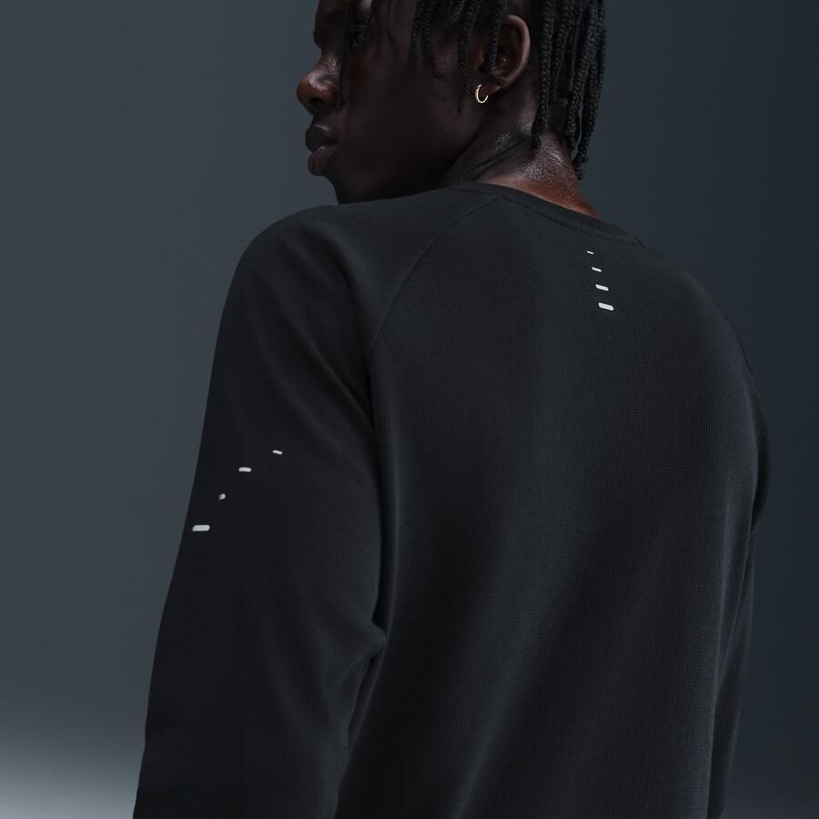 Nike Stride Dri-FIT hardloopshirt met ronde hals en wafelpatroon voor heren Zwart
