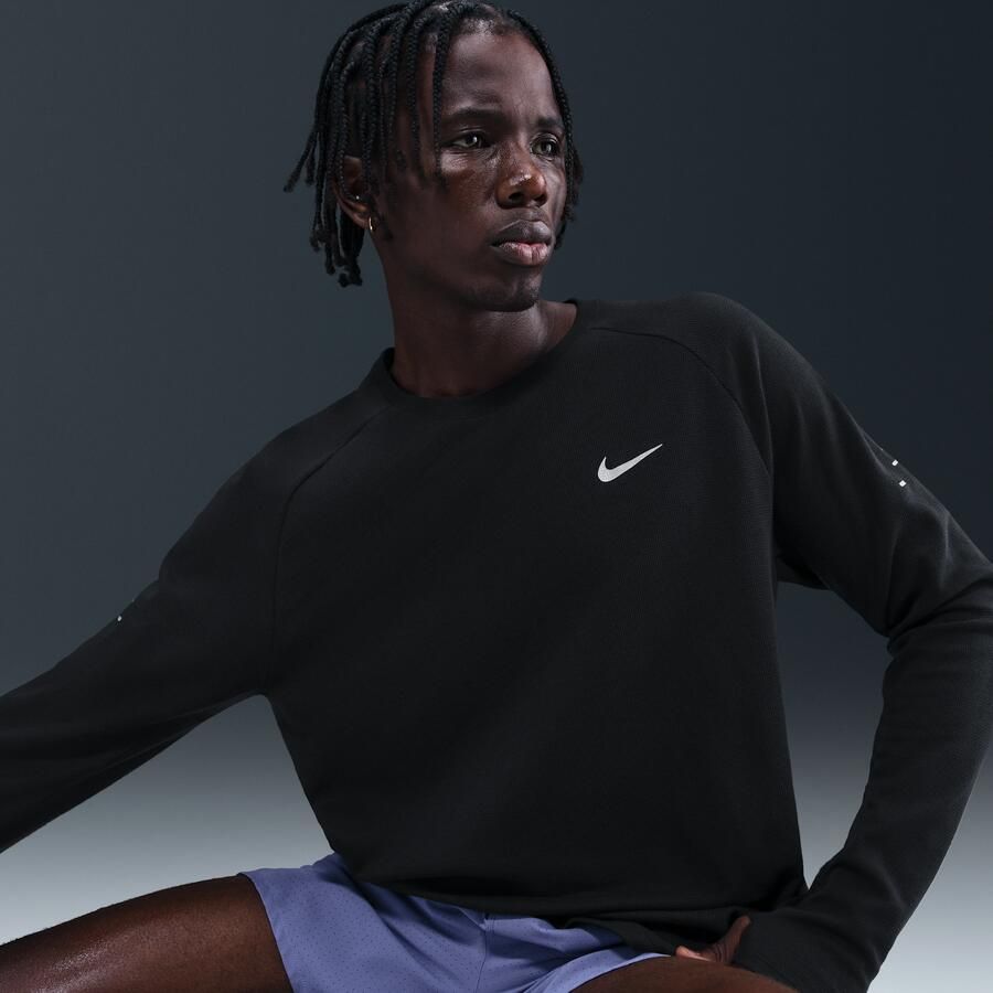 Nike Stride Dri-FIT hardloopshirt met ronde hals en wafelpatroon voor heren Zwart - Foto 2