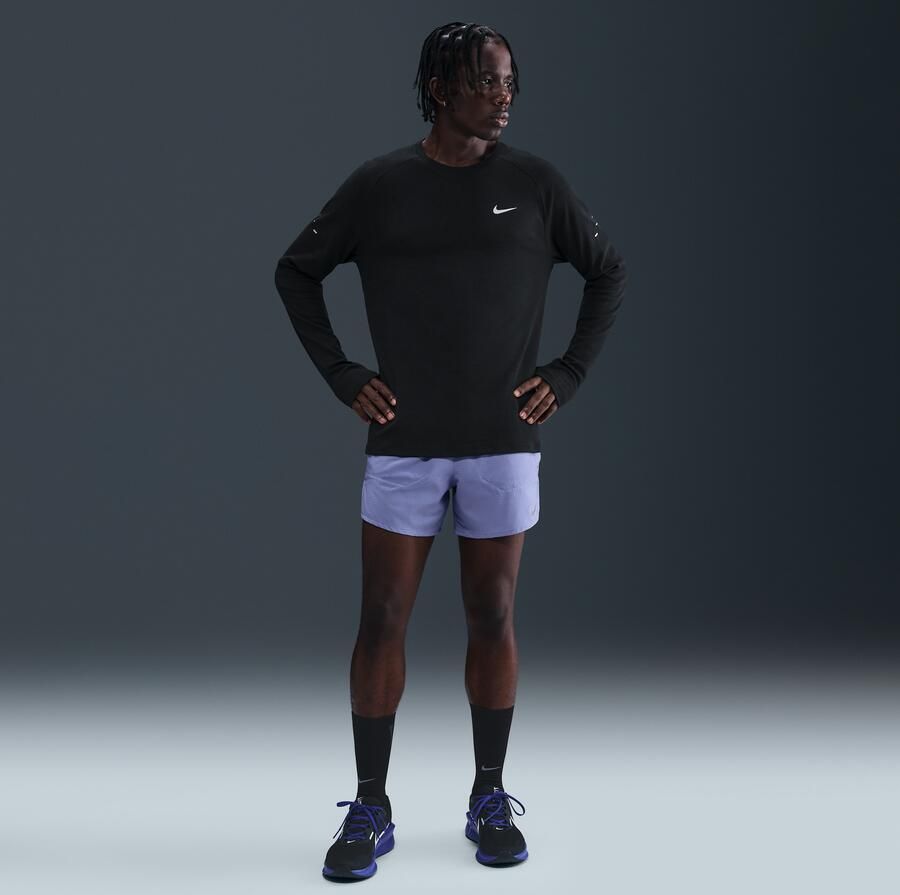 Nike Stride Dri-FIT hardloopshirt met ronde hals en wafelpatroon voor heren Zwart - Foto 3