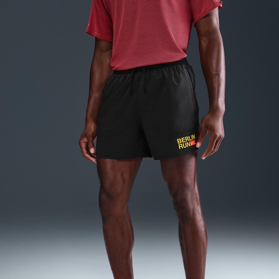 Nike Stride Dri-FIT hardloopshorts met binnenbroek voor heren (13 cm) Zwart
