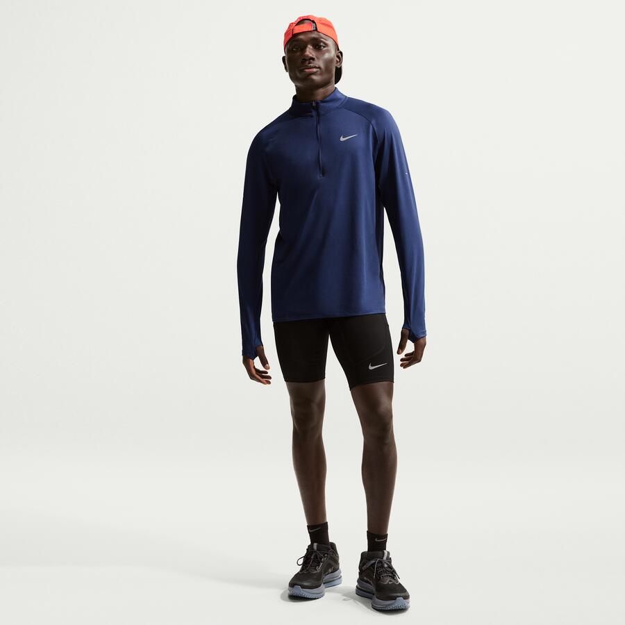 Nike Stride Dri-FIT hardlooptop met korte rits voor heren Blauw