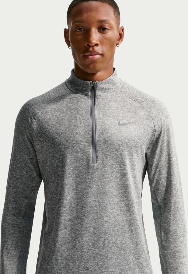 Nike Stride Dri-FIT hardlooptop met korte rits voor heren Grijs
