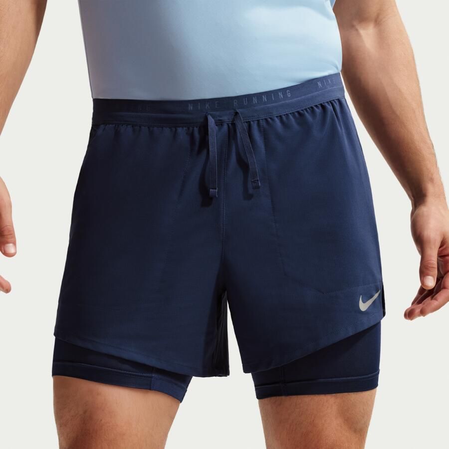Nike Stride Dri-FIT hybride hardloopshorts voor heren (13 cm) Blauw